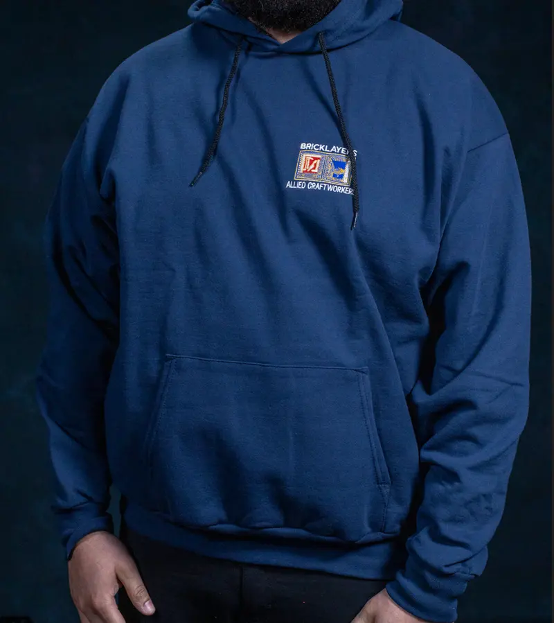 A02 Navy Blue Heavyweight Hooded Sweatshirt With Iubac Logo 1