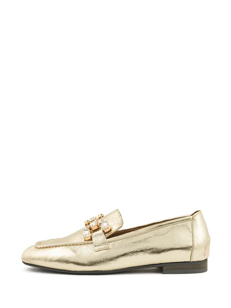 Alina Gold Loafer Shoes For Women 1