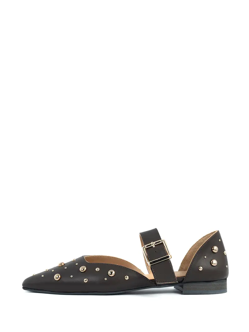 Ally Classic Ballet Flat In Dark Brown 1