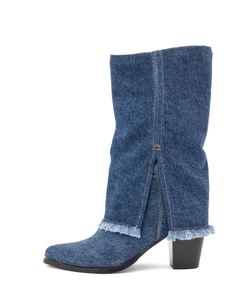 Amar Destroyed Blue City-Western Style Jeans Boots 1