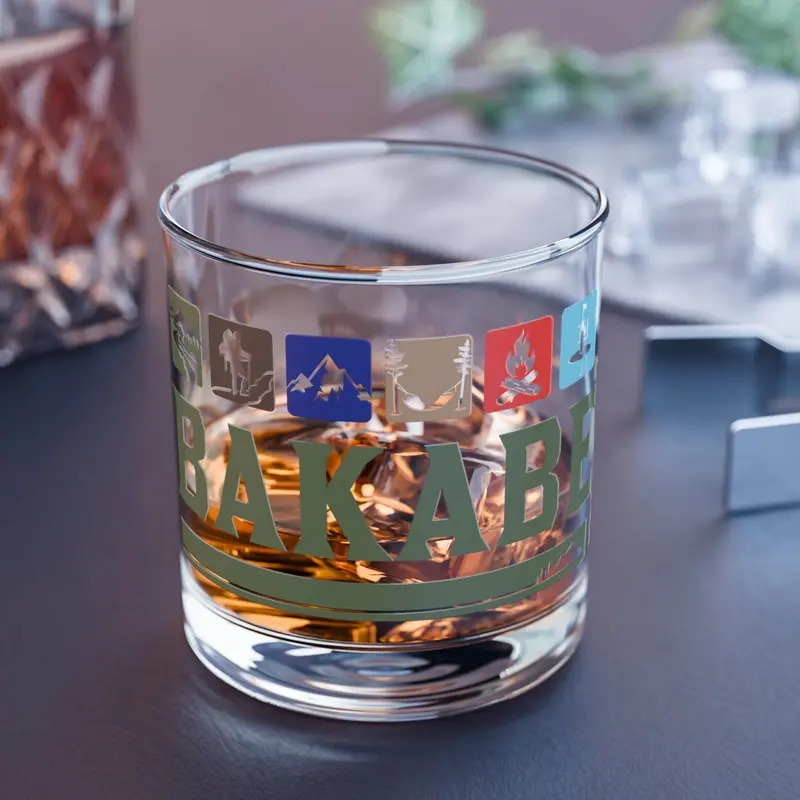 Bakabes Whiskey Tumbler Glass – Etched Craft Spirits Cup 1