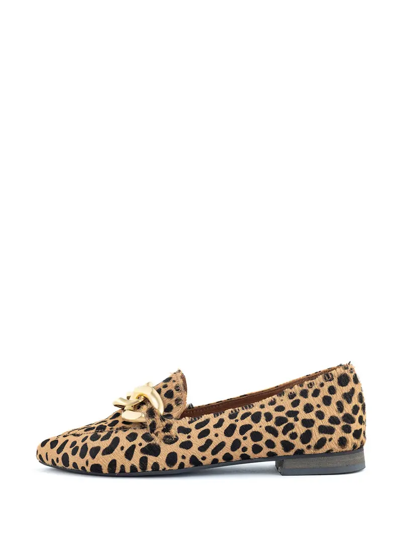 Bibi Beige Leopard-Print Loafers 1