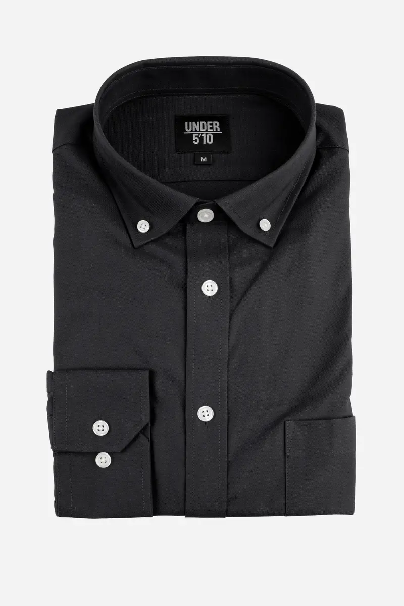 Black Stretch Oxford Button-Down Shirt 1