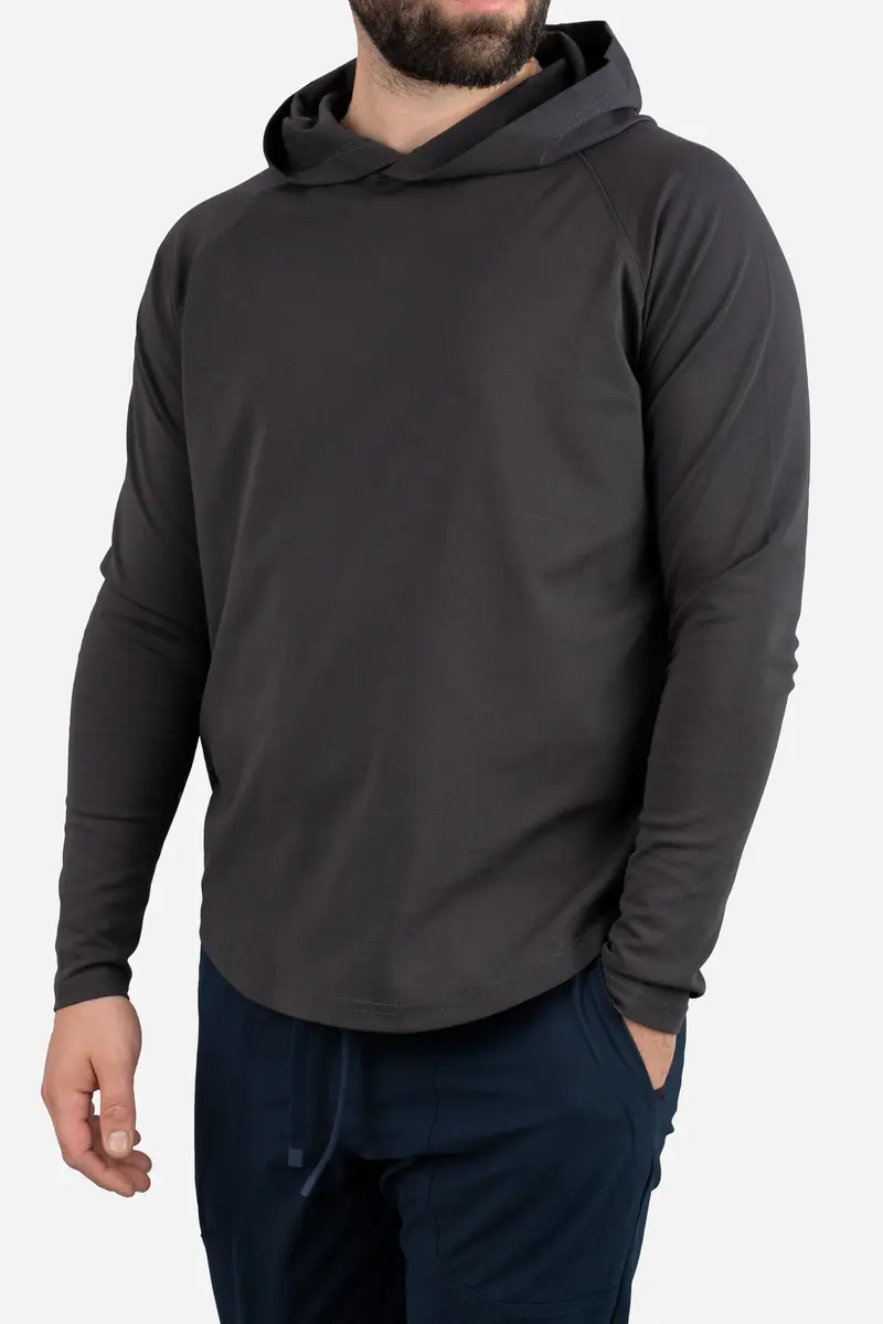 Charcoal Aero Knit Hoodie – Soft, Minimalist Active-Layer Top 1