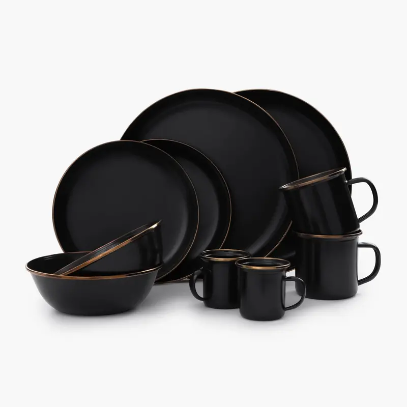 Charcoal-Black Enamelware Dining Set 1