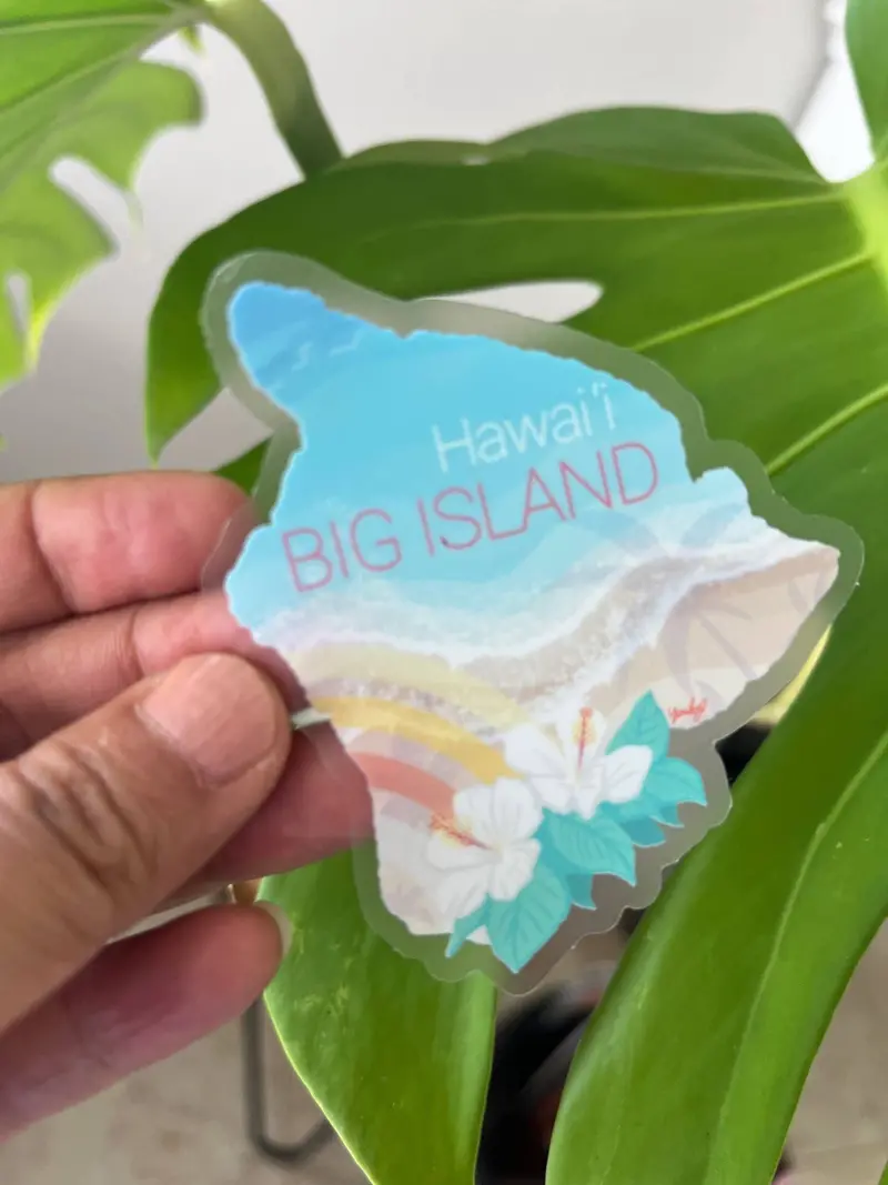 Clear Big Island Beach Map Sticker – Hawaii Theme 1