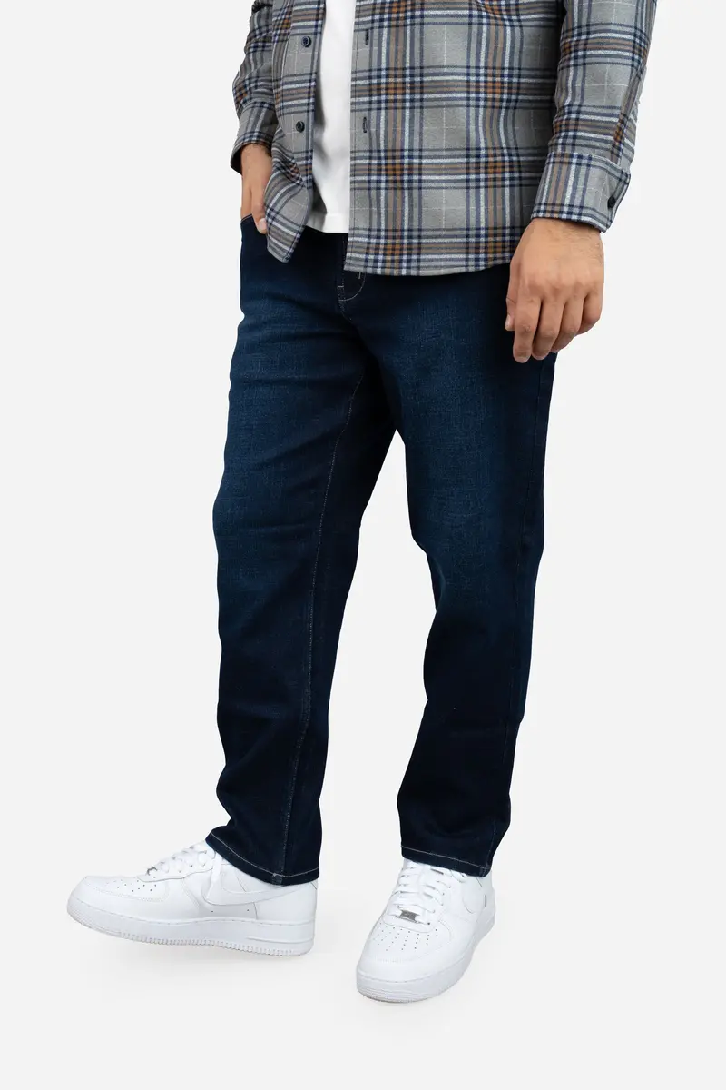 Dark Wash Straight-Fit Stretch Jeans 1