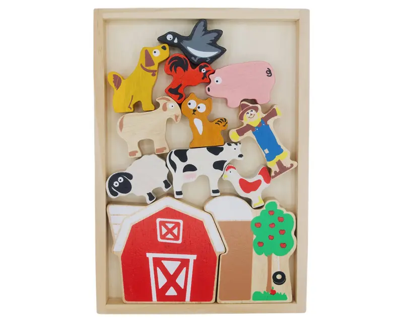 Farm-Themed Balancing Barn Stacking Game 1