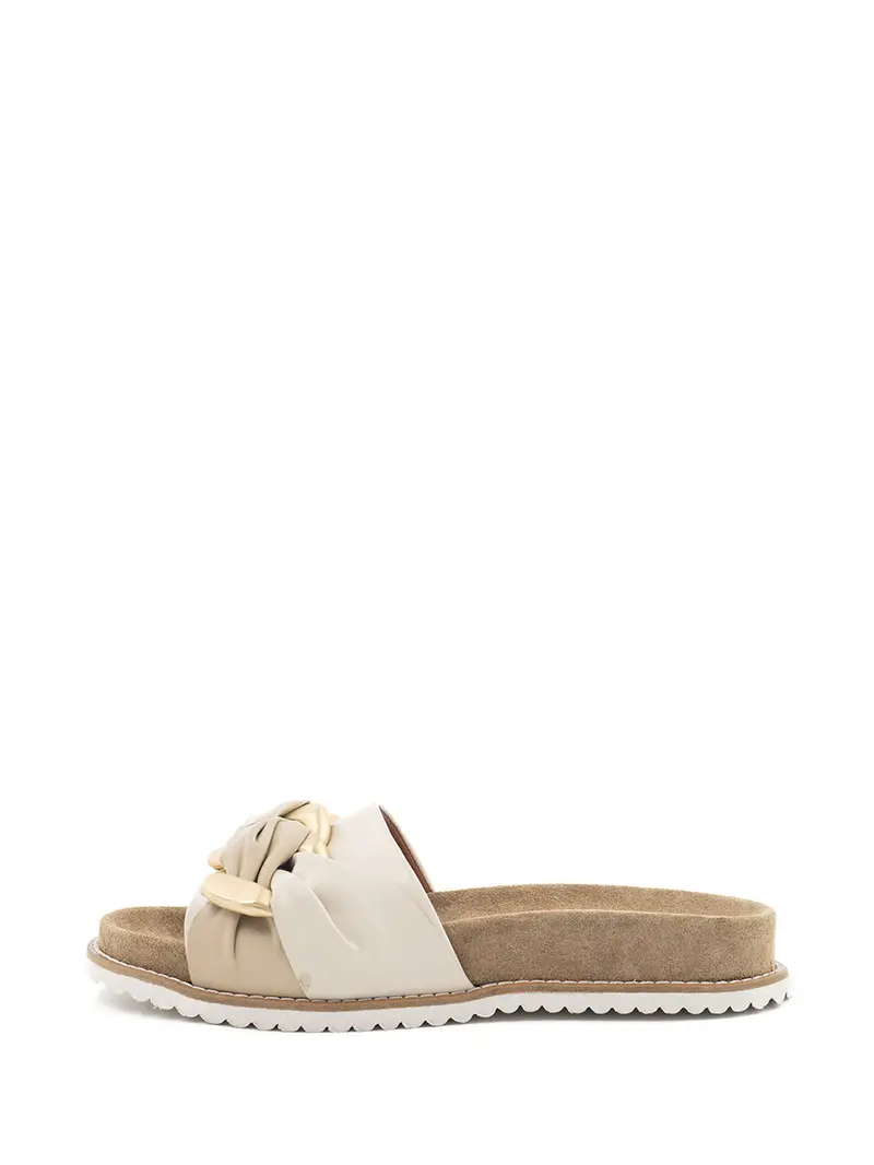 Fay Off-White And Beige Slippers For Women 1