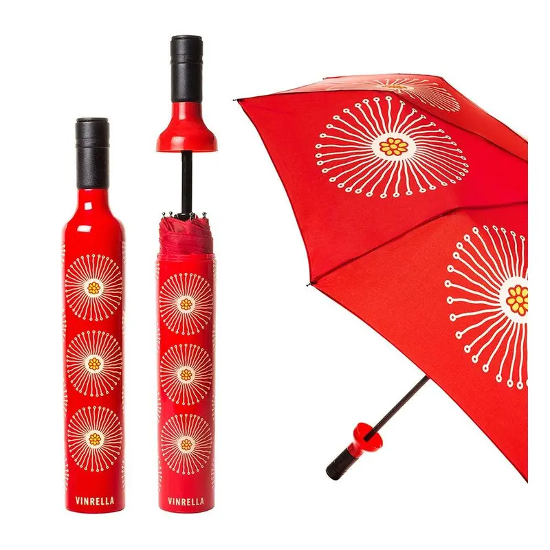 Flora Bottle Umbrella – Botanical Print Vinyl Sunshade 1