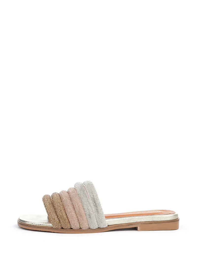 Floria Silver, White, And Rose Gold Slipper 1
