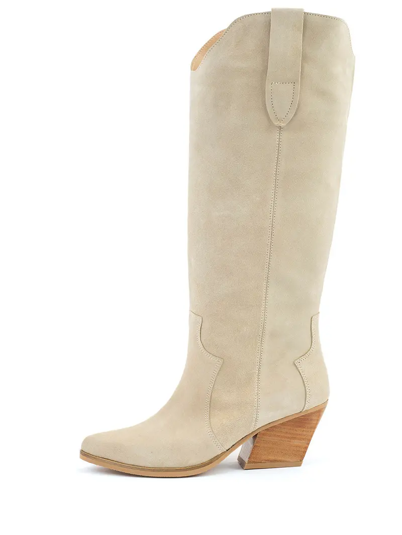 Florine Beige Western-Style Boots 1
