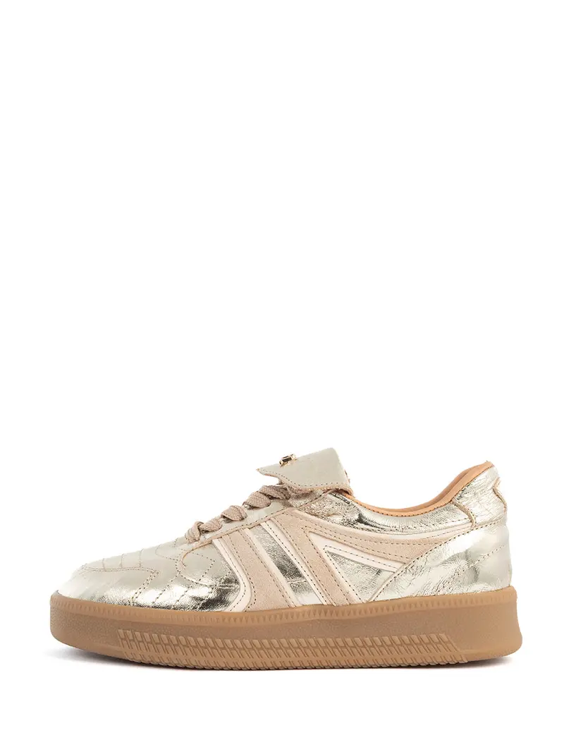 Gilly Metallic Sneaker With Gold-Finish Accents 1