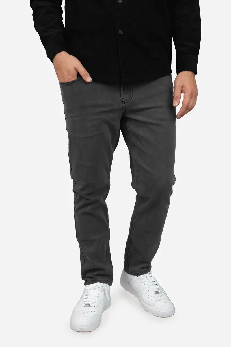 Gray Straight-Fit Stretch Jeans 1