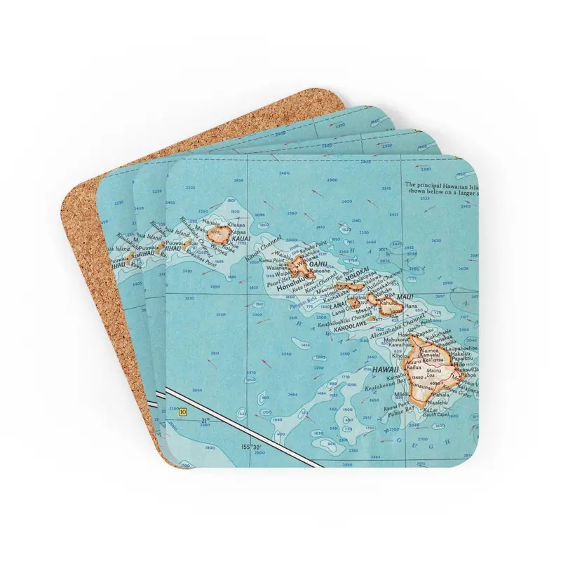 HawaiʻI Map Coaster Set — Absorbent Cotton Blend, 4-Inch Square 1