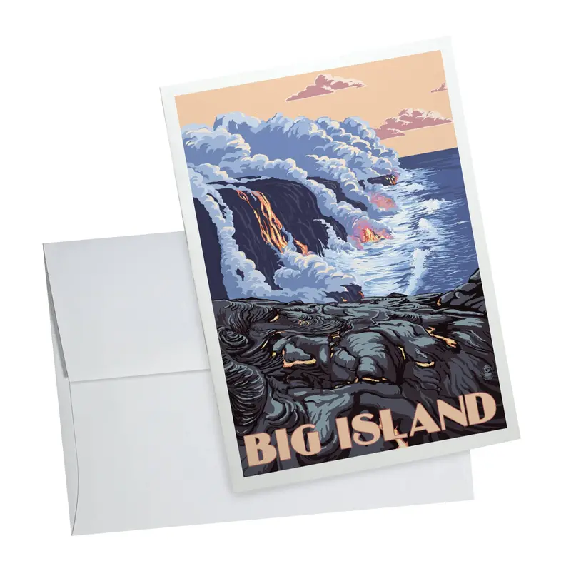 Hawaii Big Island Notecard – Dramatic Lava Flow Scene 1