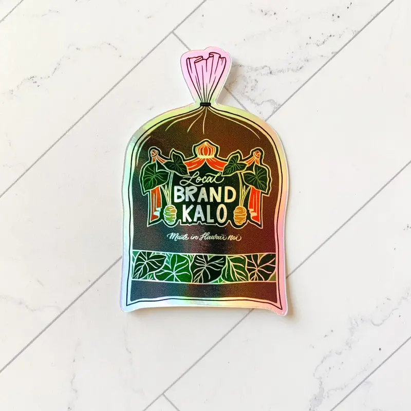 Holographic Poi Bag Vinyl Sticker – Modern Hawaiian Food Art 1