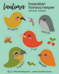 Honeycreeper Sticker Pack – Native Hawaiian Bird Art Sheet 1