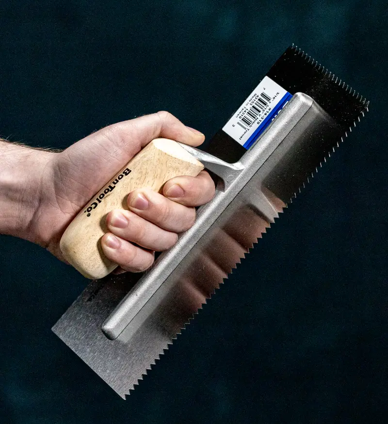 Ht7 3/16" V-Notch Tile Trowel Featuring A Rigid Straight Handle 1