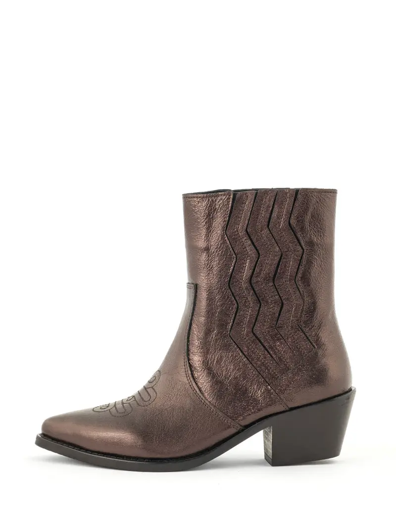 Imke Dark Brown Western-Style Ankle Boots 1
