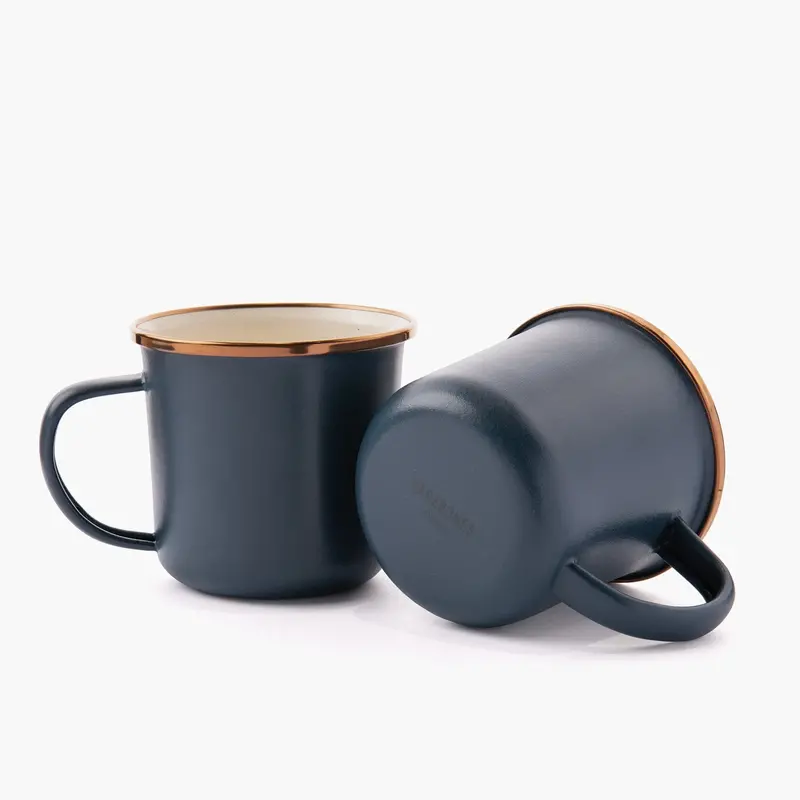Indigo Blue Two-Tone Enamel Ceramic Mug Set 1