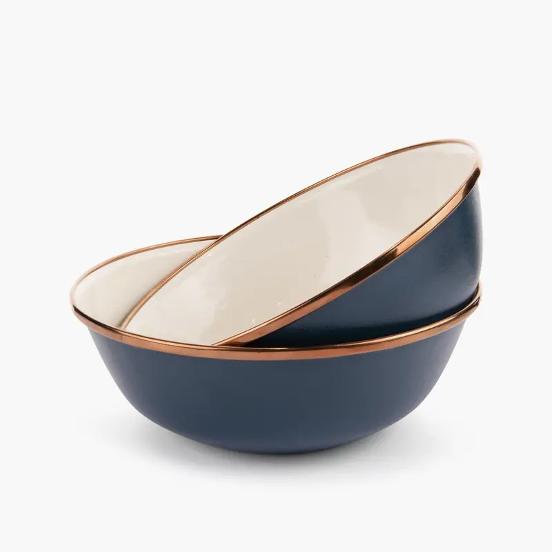Indigo Blue Two-Tone Enamel Soup Bowl Set 1