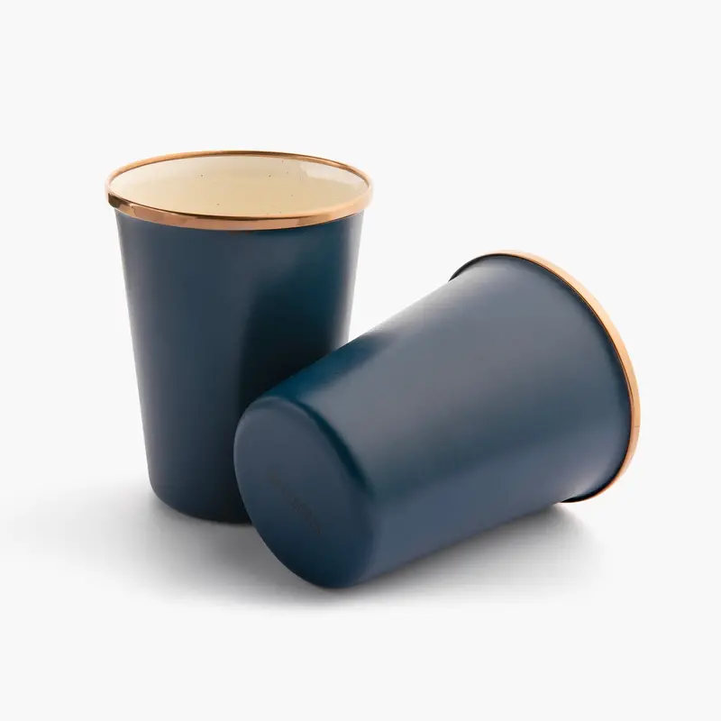 Indigo Blue Two-Tone Enamel Tall Tumbler Set 1