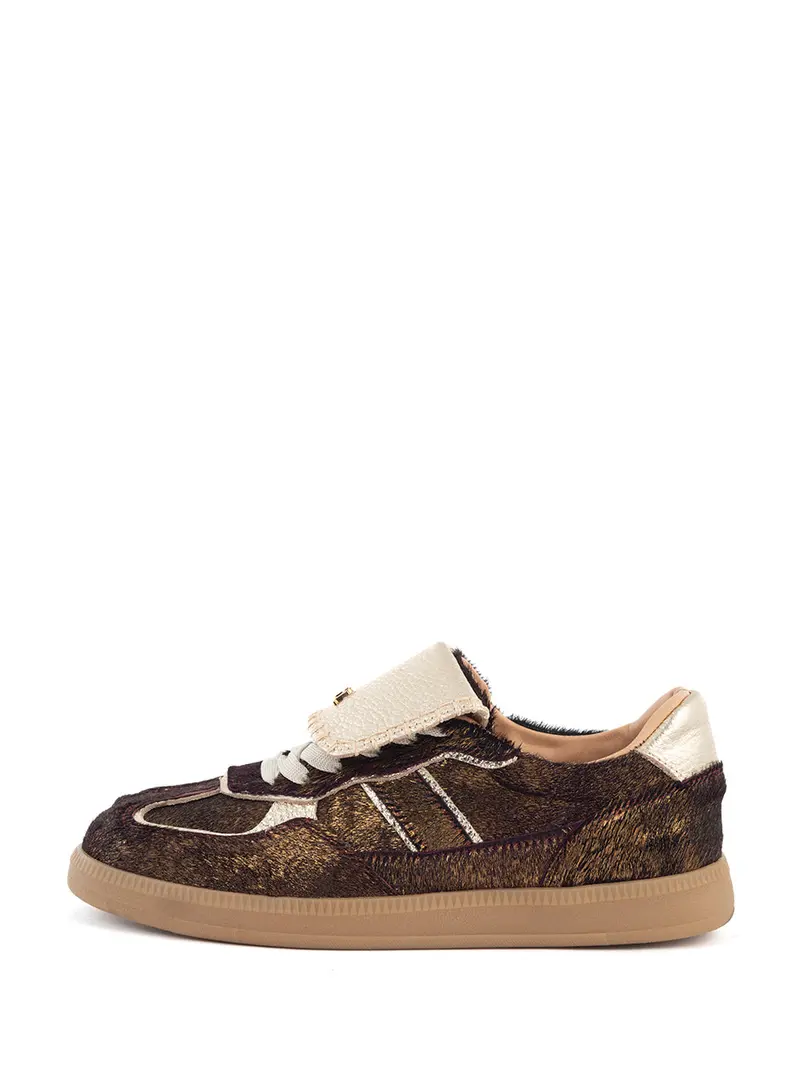 Ira Dark Brown Sneakers With Gold Accents 1