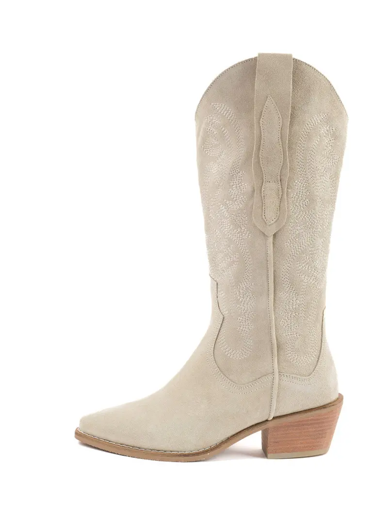 Jinte Beige Western-Style Boots For Women 1