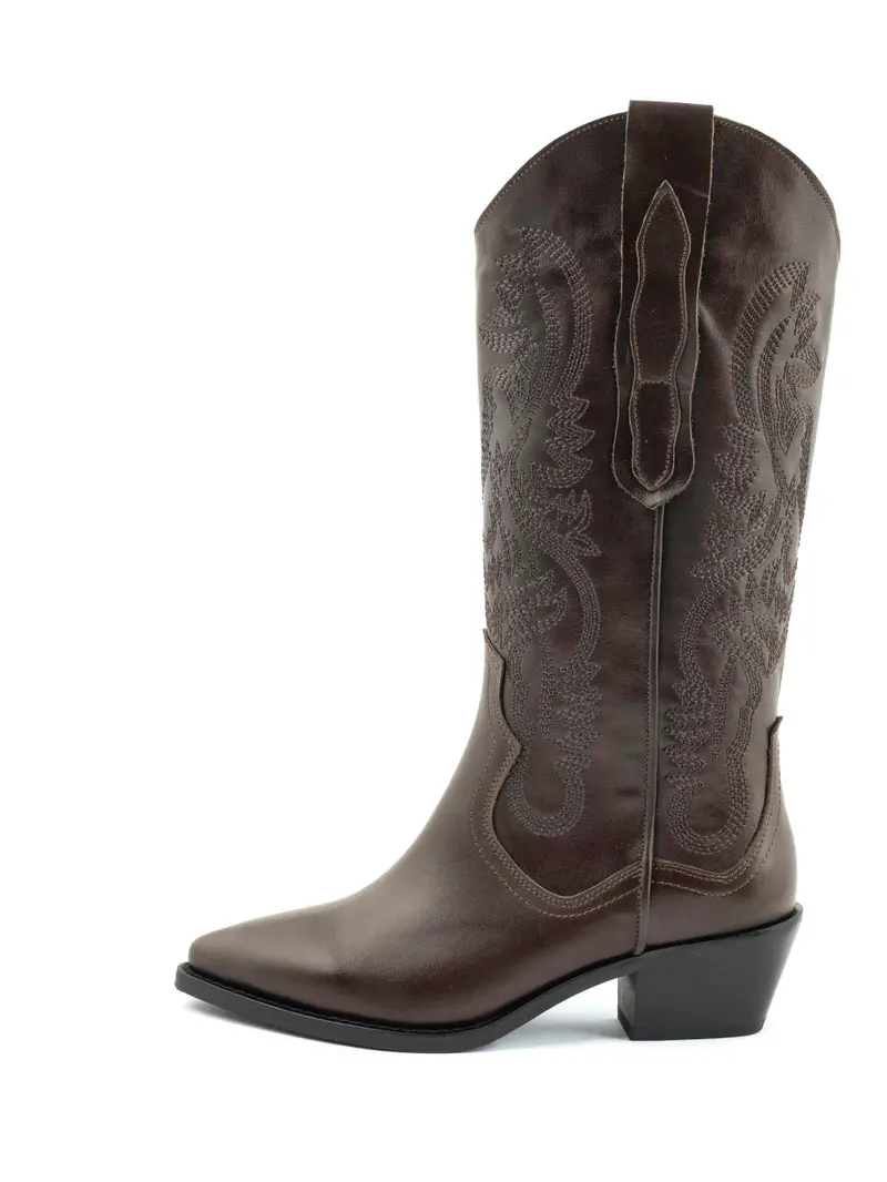 Jinte Dark Brown Western-Style Boots For Women 1