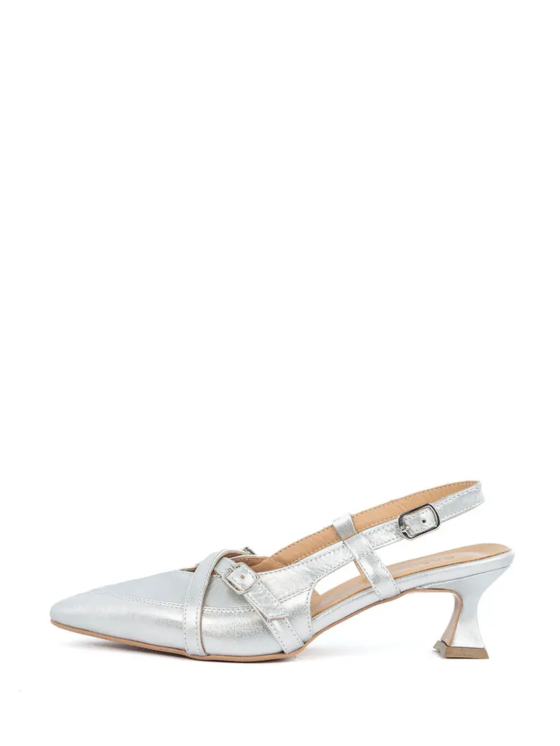 Joy Silver Metallic Slingback Shoes 1