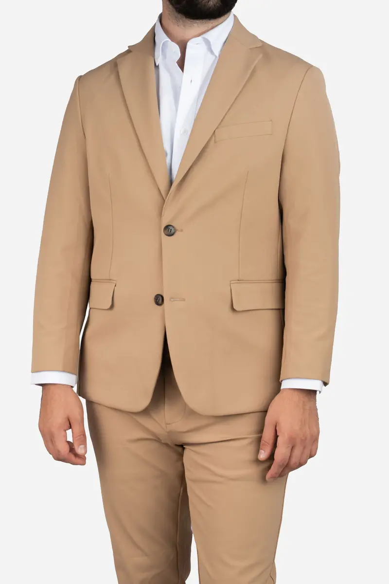 Khaki Super-Stretch Modern Suit Jacket 1