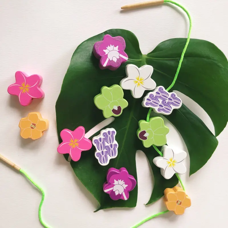 Lei Pua Wooden Bead Threading Activity Set 1