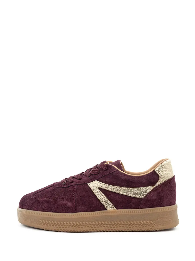 Liva Burgundy And Gold Accent Sneakers 1