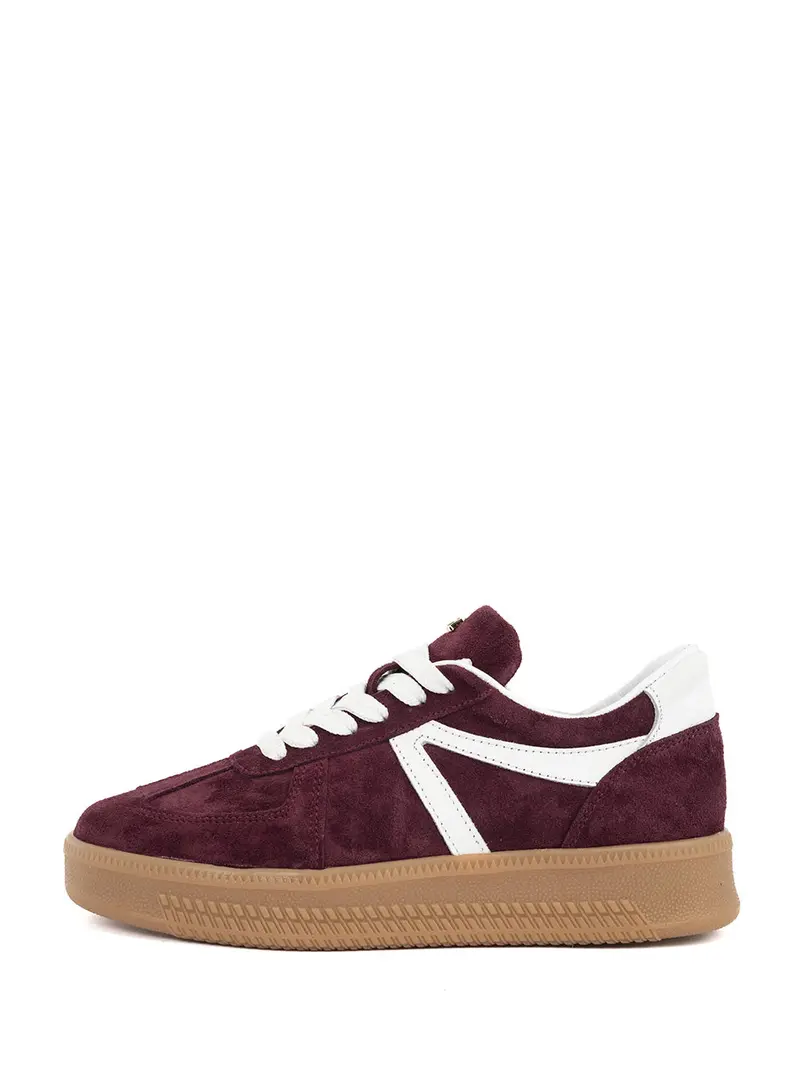 Liva Burgundy And White Low-Top Sneakers 1