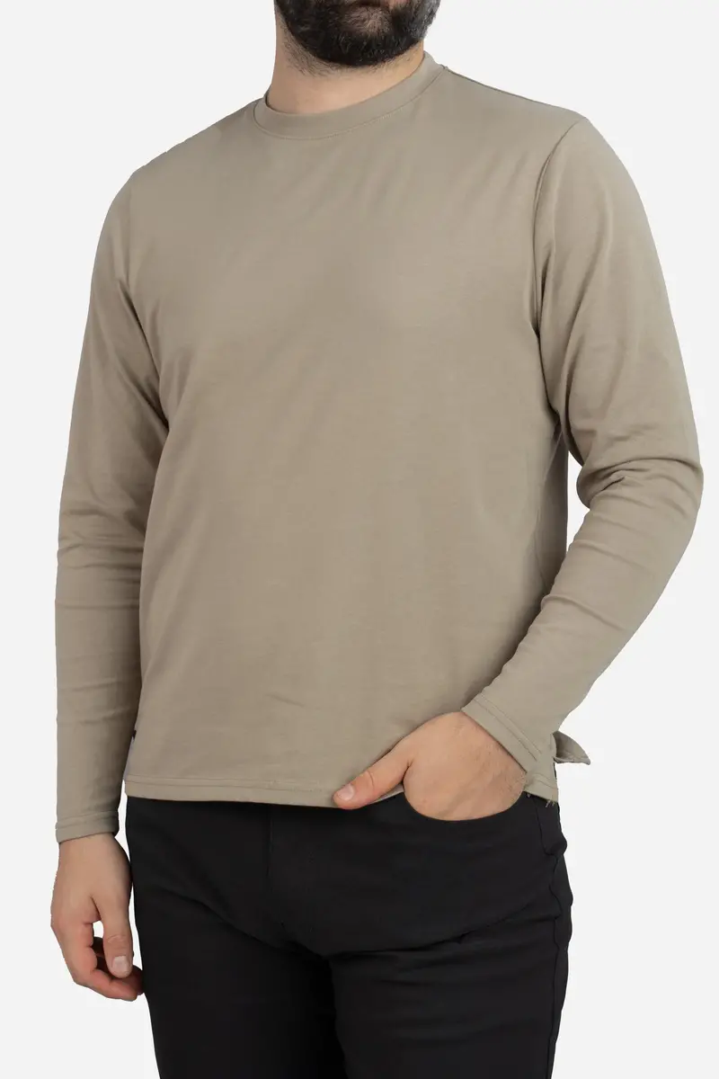 Long Sleeve Core T-Shirt In Taupe 1