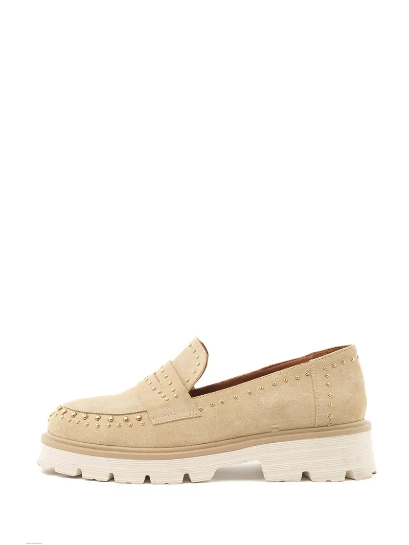 Lucy Beige Chunky Loafer Shoes 1