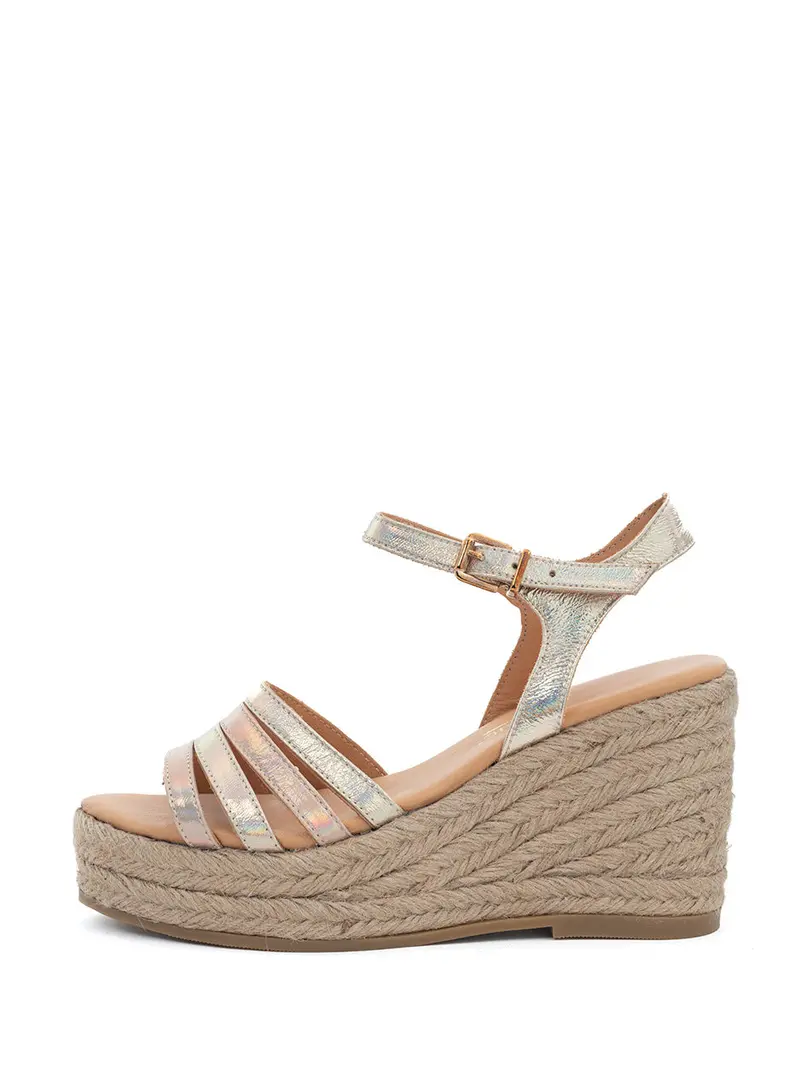 Maddi Gold And Nude Slip-On Espadrilles 1