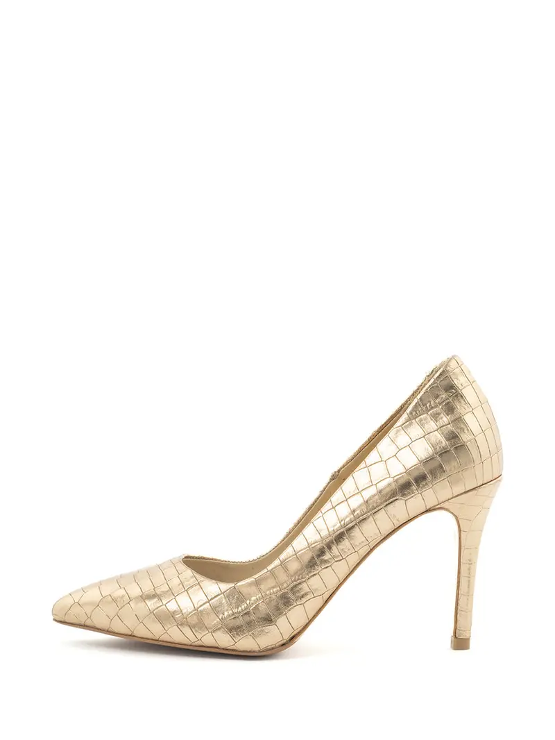 Mae Gold Heeled Pump Shoes 1