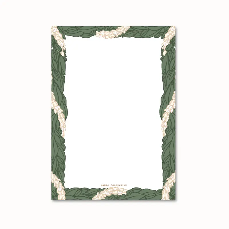 Maile And Pikake-Themed Notepad – Elegant Hawaiian-Inspired Stationery 1