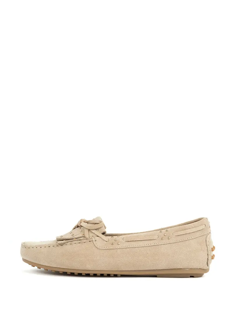 Minke Beige Leather Moccasins 1