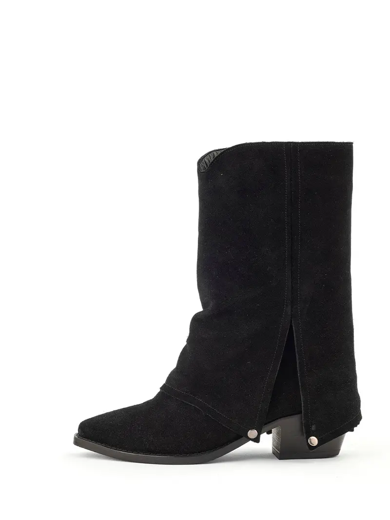 Myla Black Western-Inspired Ankle Boots 1