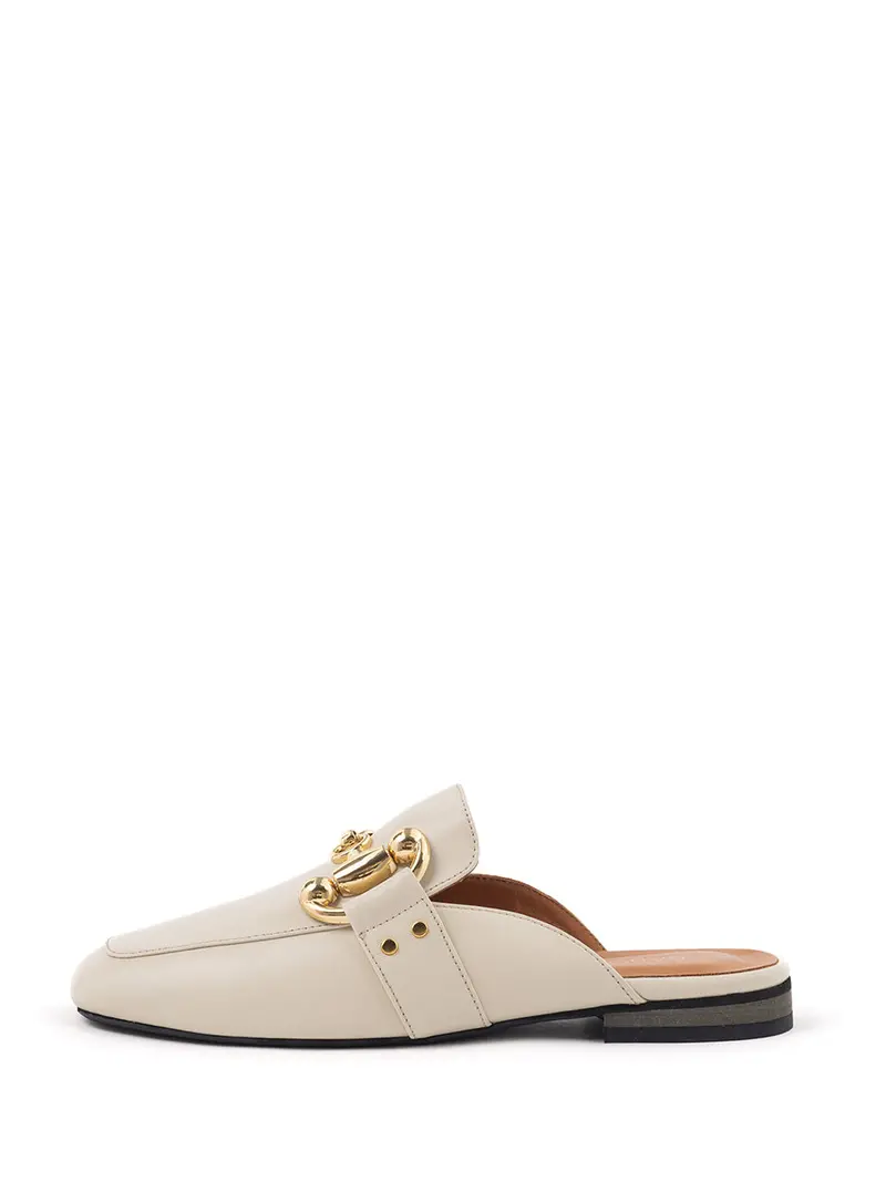 Nadia Off-White Slip-On Mule Shoes 1