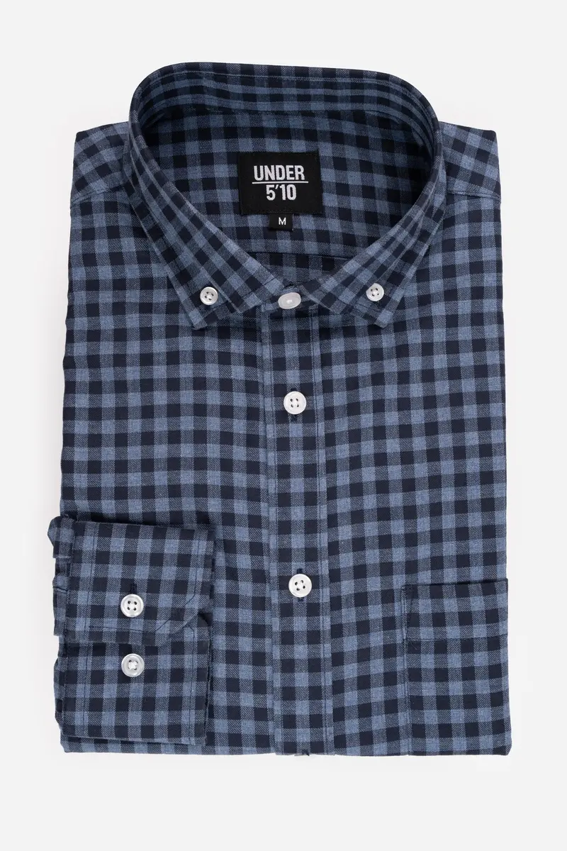 Navy Gingham Button-Down – Light, Tailored Casual Shirt 1