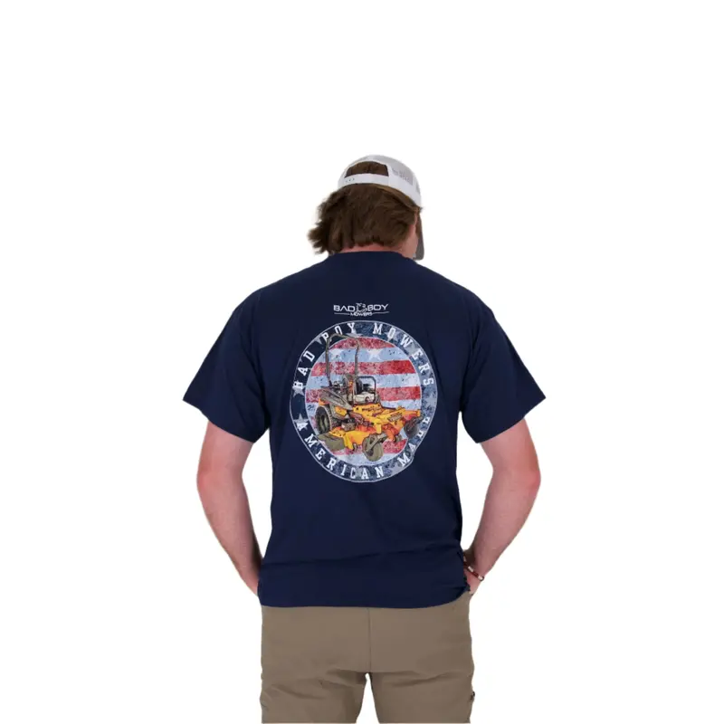 Navy Pocket Tee With Patriotic Lawn Mower Graphic 1