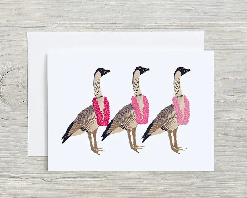 Nene Bird In Lei: Hawaiian-Themed Greeting Card 1