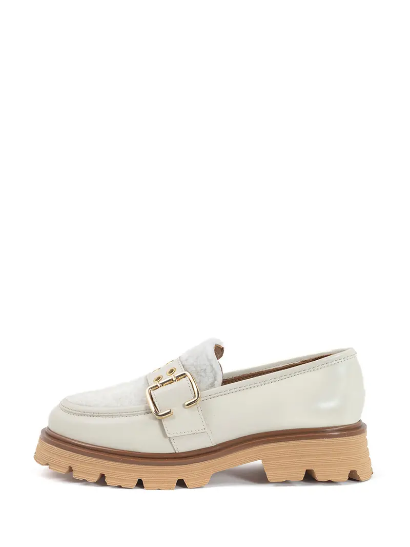 Nila Off-White Chunky Loafer Shoes For Women 1
