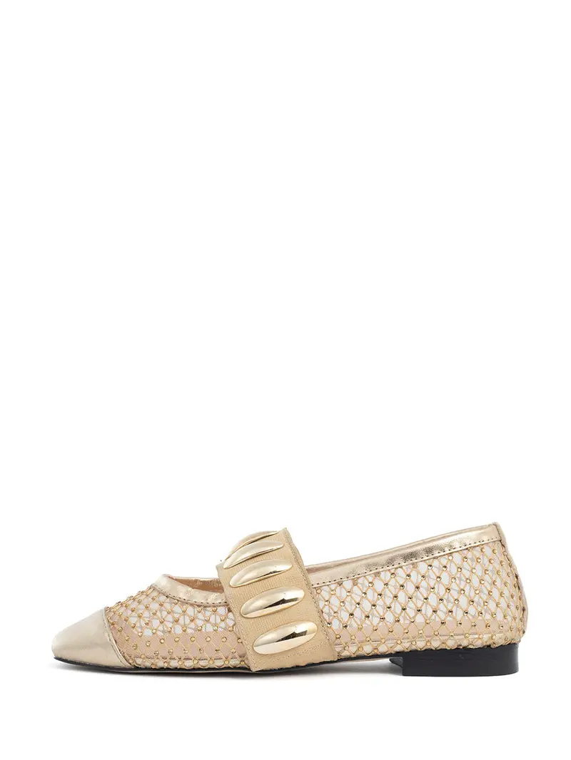 Olly Metallic Gold Ballet Shoe 1