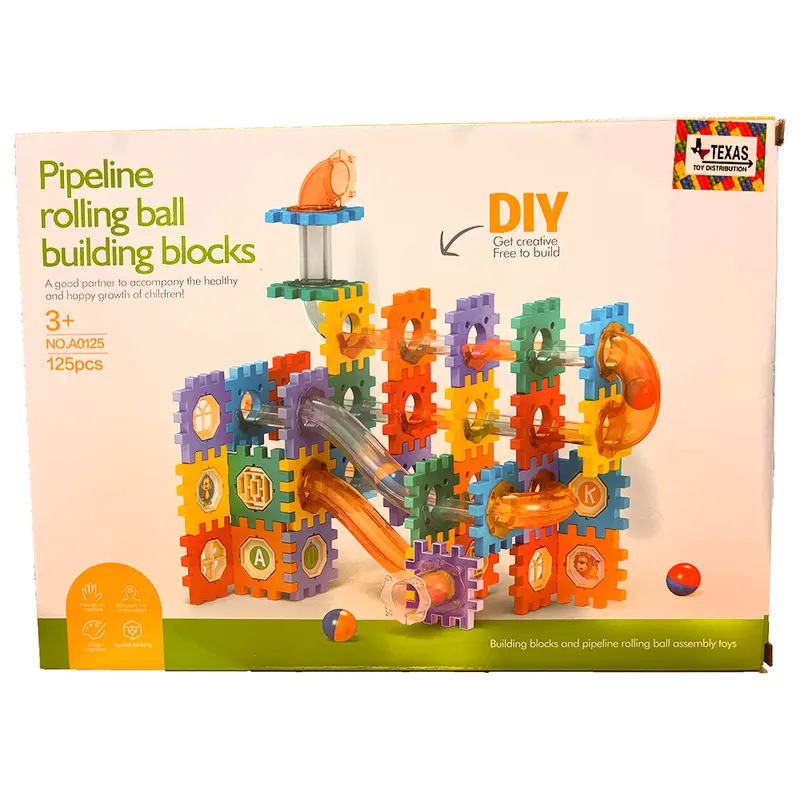 Pipeline Marble Run Set – 125-Piece Rolling Ball Construction Kit 1