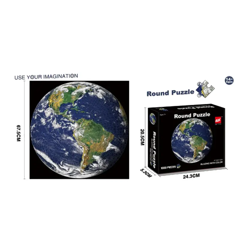 Planet Earth Jigsaw Puzzle – 1000-Piece Circular Cardboard Puzzle 1